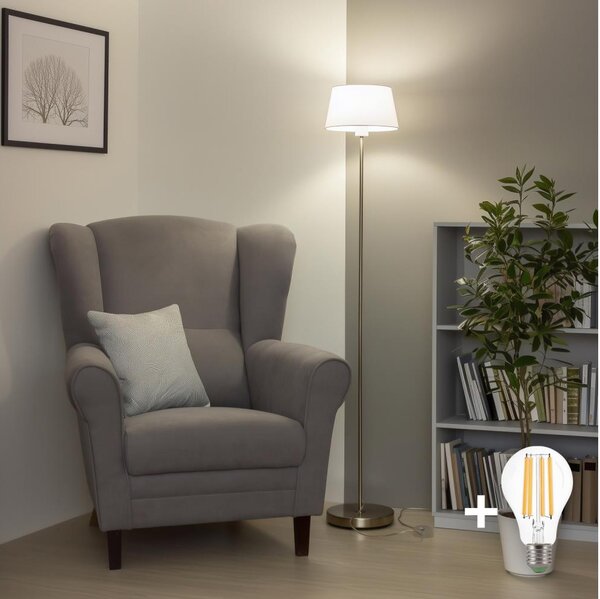 Brilagi - LED подова лампа CERIA 1xE27/40W/230V Ø 25 cm бяла/матов хром