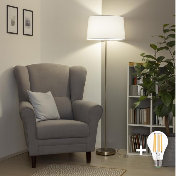 Brilagi - LED подова лампа CERIA 1xE27/40W/230V диаметър 45 см бяла/матов хром