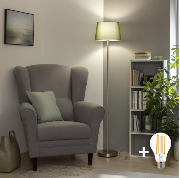 Brilagi - LED подова лампа CERIA 1xE27/40W/230V, диаметър 30 см, зелена/матов хром