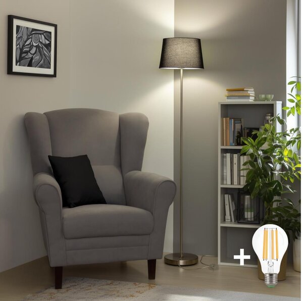Brilagi - LED подова лампа CERIA 1xE27/40W/230V Ø 30 см черна/матов хром
