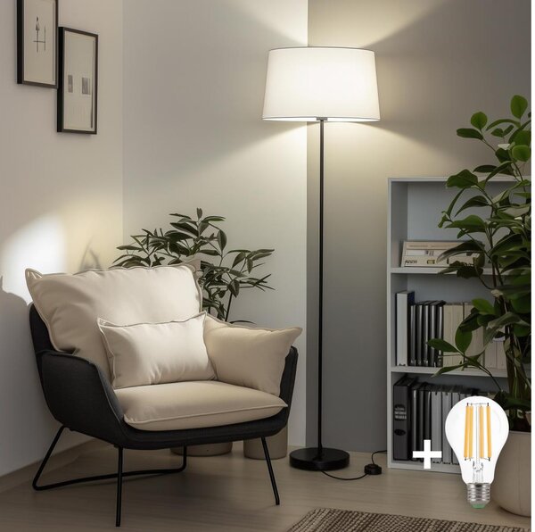 Brilagi - LED подова лампа CERIA 1xE27/40W/230V Ø 45 см бяла/черна