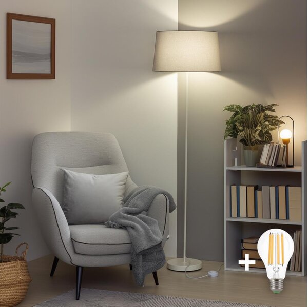 Brilagi - LED подова лампа CERIA 1xE27/40W/230V Ø 45 см сива/бяла