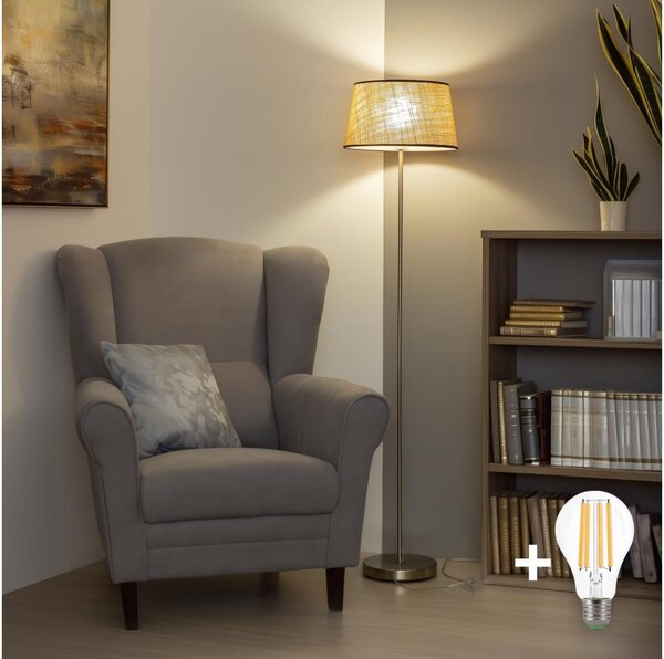 Brilagi - LED подова лампа CERIA 1xE27/40W/230V Ø 35 см бежова/матов хром