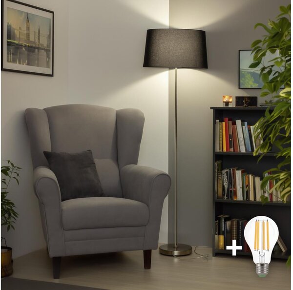 Brilagi - LED подова лампа CERIA 1xE27/40W/230V Ø 45 см черна/матов хром
