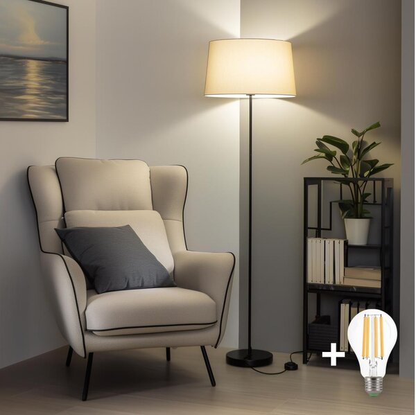 Brilagi - LED подова лампа CERIA 1xE27/40W/230V, диаметър 45 см, бежова/черна