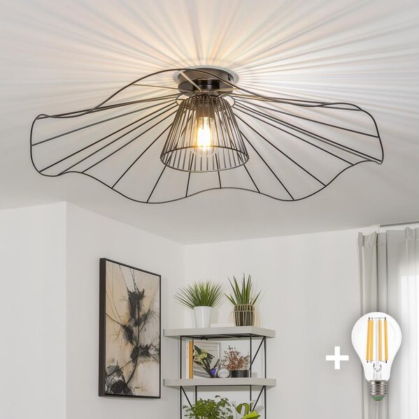 Brilagi - LED плафон CERIA WIRE 1xE27/40W/230V, диаметър 80 см, черен