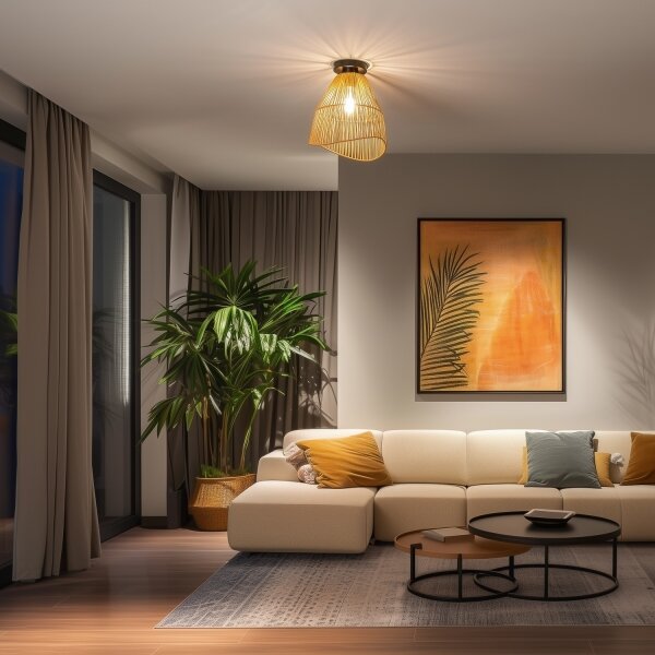 Brilagi - LED плафон CERIA BOHO 1xE27/40W/230V, диаметър 30 cm, кафяв