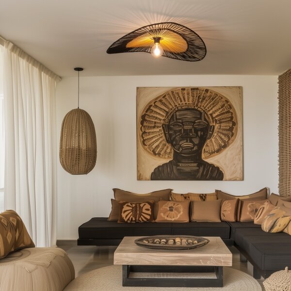 Brilagi - LED плафон CERIA BOHO 1xE27/40W/230V Ø 50 см черен/кафяв