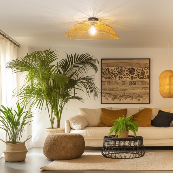 Brilagi - LED плафон CERIA BOHO 1xE27/40W/230V Ø 70 см кафяв