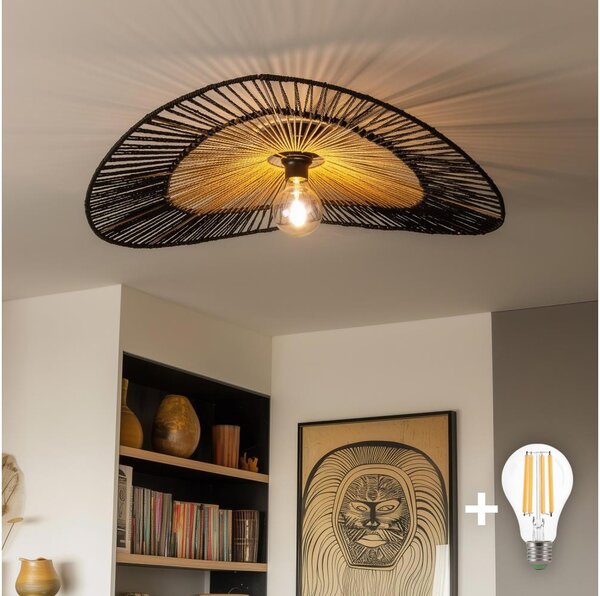 Brilagi - LED плафон CERIA BOHO 1xE27/40W/230V Ø 50 см черен/кафяв