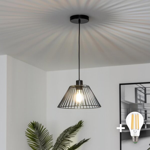 Brilagi - LED полилей с кабелно окачване CERIA WIRE 1xE27/40W/230V Ø 30 см черен