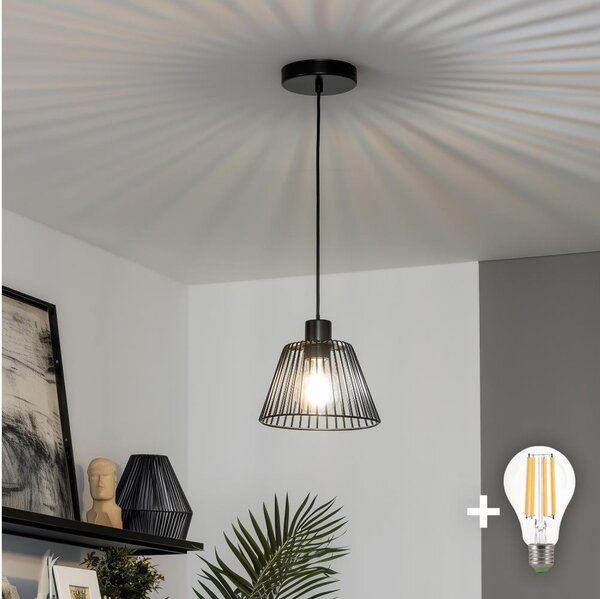 Brilagi - LED полилей на кабел CERIA WIRE 1xE27/40W/230V Ø 21 см черен