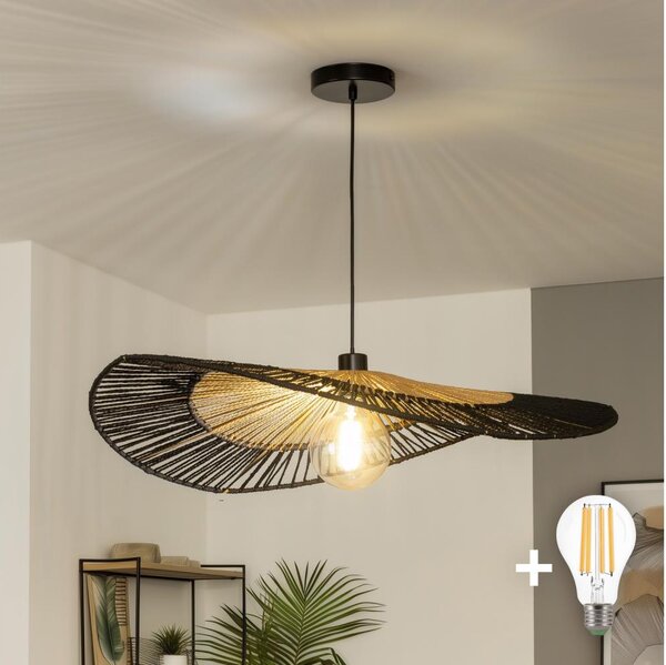 Brilagi - LED полилей на кабел CERIA BOHO 1xE27/40W/230V Ø 50 см черен/кафяв