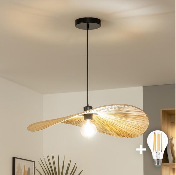 Brilagi - LED полилей на шнур CERIA BOHO 1xE27/40W/230V диам. 60 см рафия