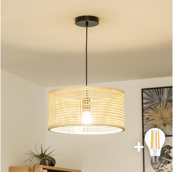 Brilagi - LED полилей на кабел CERIA BOHO 1xE27/40W/230V, диаметър 40 см, бамбук