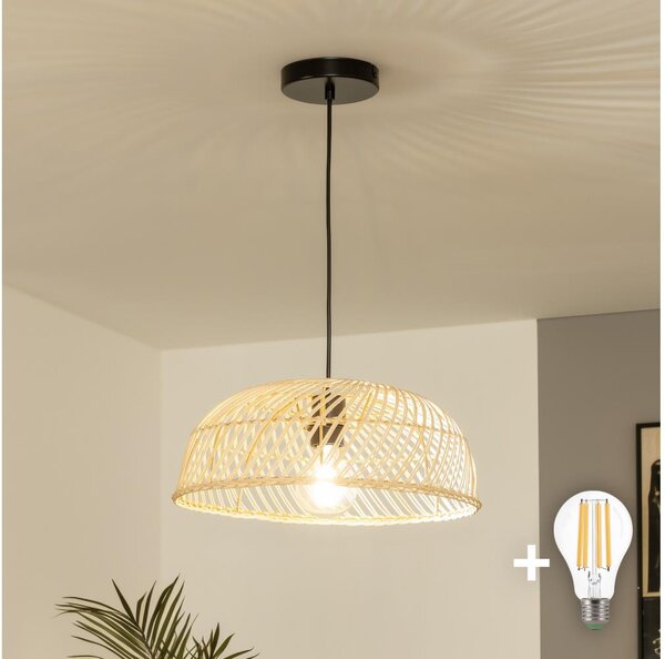Brilagi - LED висяща лампа на кабел CERIA BOHO 1xE27/40W/230V, диаметър 40 см, ратан