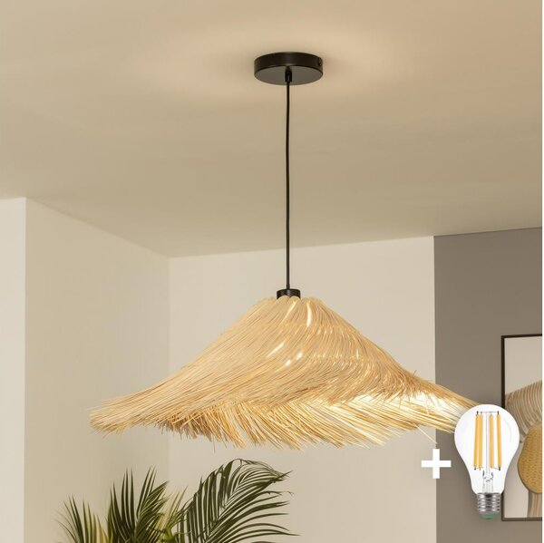 Brilagi - LED полилей на кабел CERIA BOHO 1xE27/40W/230V Ø 70 см ратан