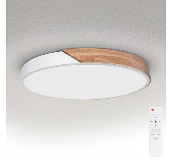 Brilagi - димируемо LED осветително тяло PILANA LED/60W/230V дъб/бяло Ø 60 см + дистанционно управление