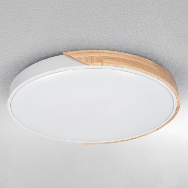 Brilagi - димируемо LED осветително тяло PILANA LED/60W/230V дъб/бяло Ø 60 см + дистанционно управление