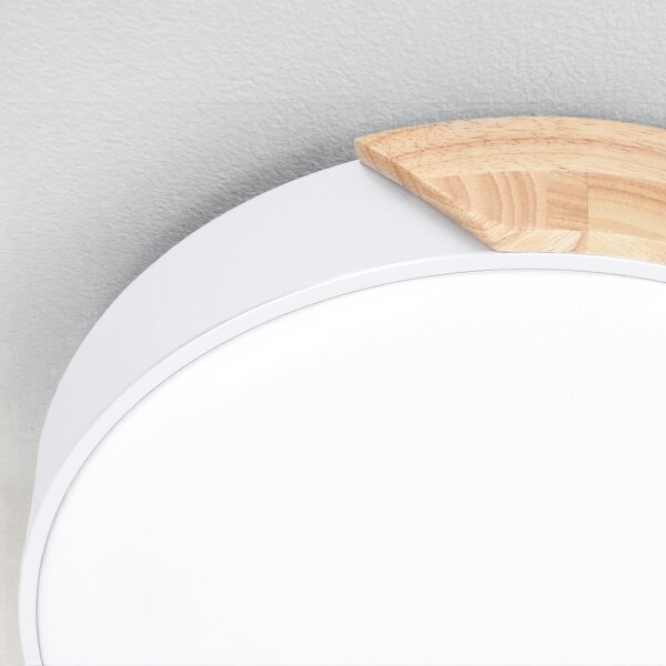 Brilagi - димируемо LED осветително тяло PILANA LED/60W/230V дъб/бяло Ø 60 см + дистанционно управление