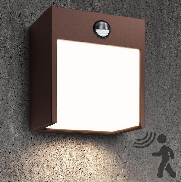 Brilagi-LED Външно стенно осветително тяло TERNI с сензор, LED 12W, 230V, кафяво, IP44