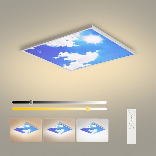 Brilagi-LED Димируемо осветително тяло SLIMFRAME SKY LED/58W/230V 60x60 см сребристо/синьо+дистанционно управление