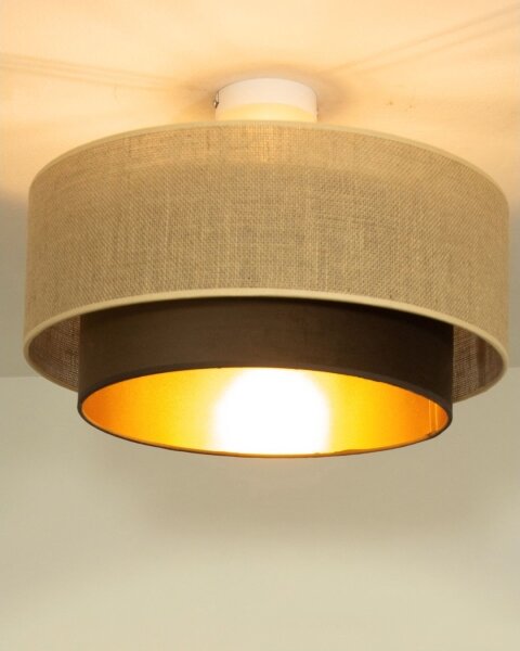 Плафон SARTA 1xE27/60W/230V Ø 45 см кафяв/юта