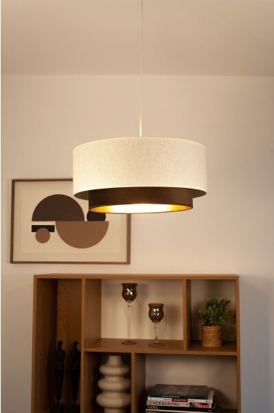 Полилей с кабел NATIA, 1xE27/60W/230V, Ø 45 см, бял/кафяв