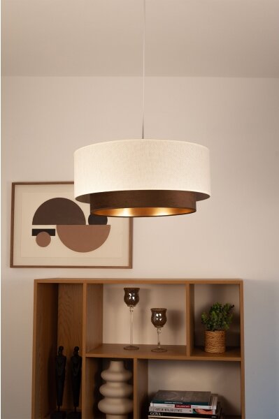 Полилей с кабел NATIA, 1xE27/60W/230V, Ø 45 см, бял/кафяв