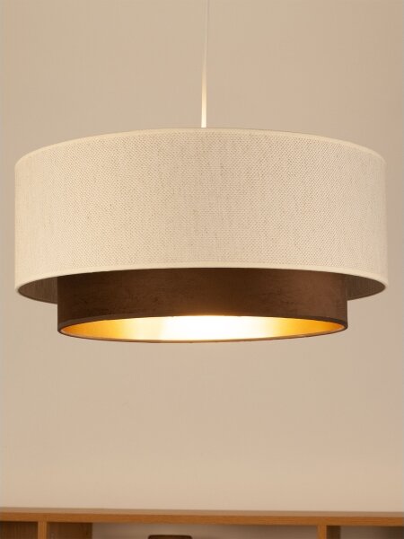 Полилей с кабел NATIA, 1xE27/60W/230V, Ø 45 см, бял/кафяв