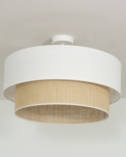 Плафониера BORHO 1xE27/60W/230V, диаметър 50 см, бяла/юта