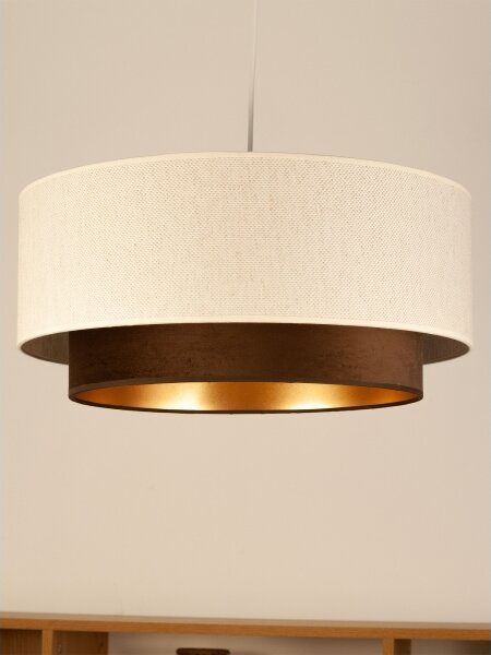 Полилей с кабел NATIA, 1xE27/60W/230V, Ø 45 см, бял/кафяв