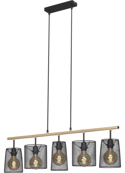 Brilo 4078-054 - Полилей на кабел WOOD & STYLE 5xE27/60W/230V