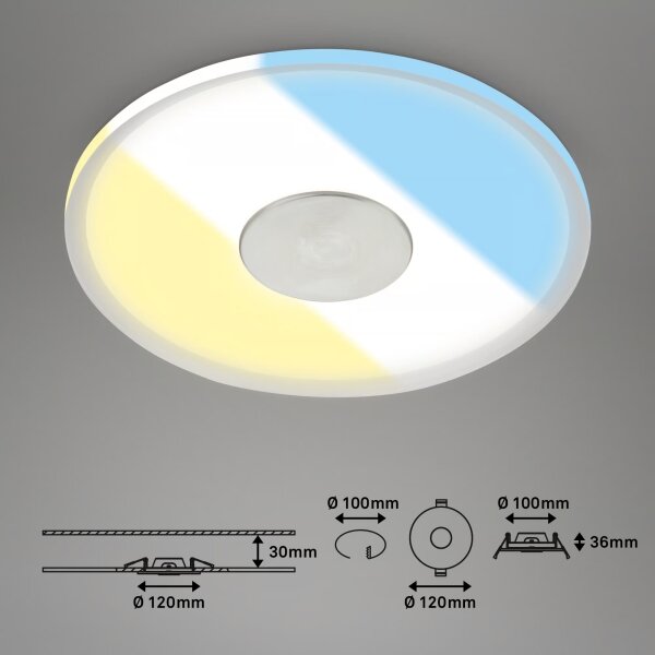 Briloner 7480019 - LED таванно вградено осветително тяло за баня LED/6W/230V 3000/4000/6500K IP44 бяло