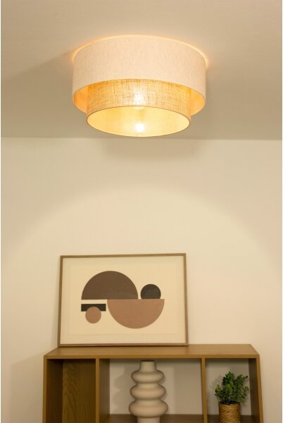 Таванно осветително тяло NATIA 1xE27/60W/230V, Ø 45 cm, бяло/кафяво