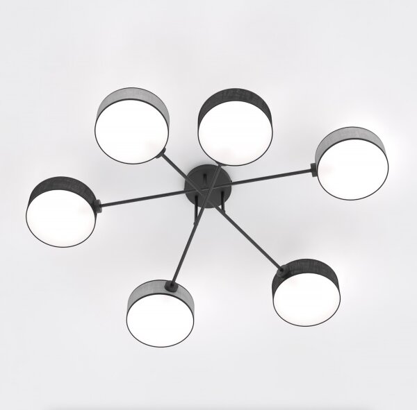 Повърхностно монтиран таванен полилей MAGA 6xE14/10W/230V черно/сиво