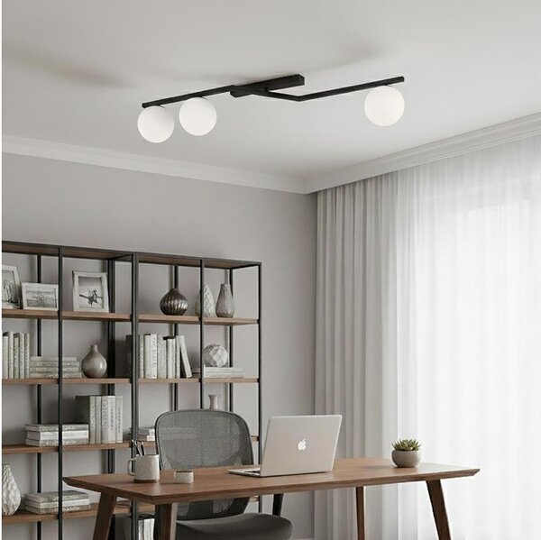 Плафон NATON 3xE14/10W/230V черно/бяло