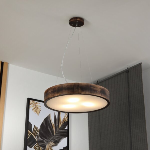 Brilagi - LED полилей на кабел CARVALHO SMOKEY 3xE27/60W/230V, дъб, Ø 47,5 cm