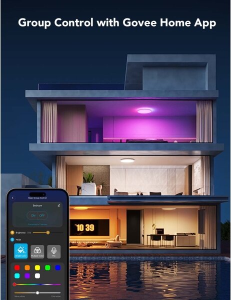 Govee - LED RGBICWW Димируемо таванно осветително тяло LED/29W/230V Ø 30 см матово Wi-Fi