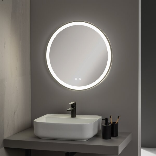 Brilagi-LED огледало с димер, подгряване и подсветка ALU PRO LED/18W/230V диам. 60 см IP44 черно