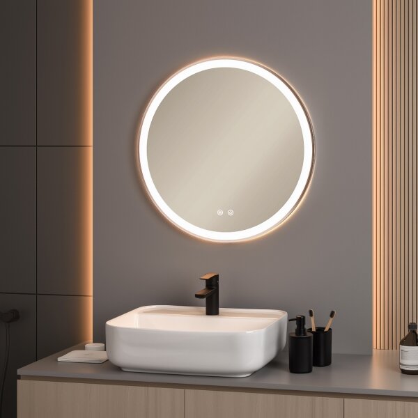 Brilagi-LED Димиращо подгряващо огледало с подсветка ALU PRO LED/18W/230V Ø60 cm IP44 матов хром