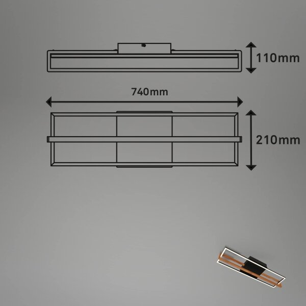 Briloner 3777-015 - LED таванно осветително тяло FRAME LED/21W/230V 3000K черно