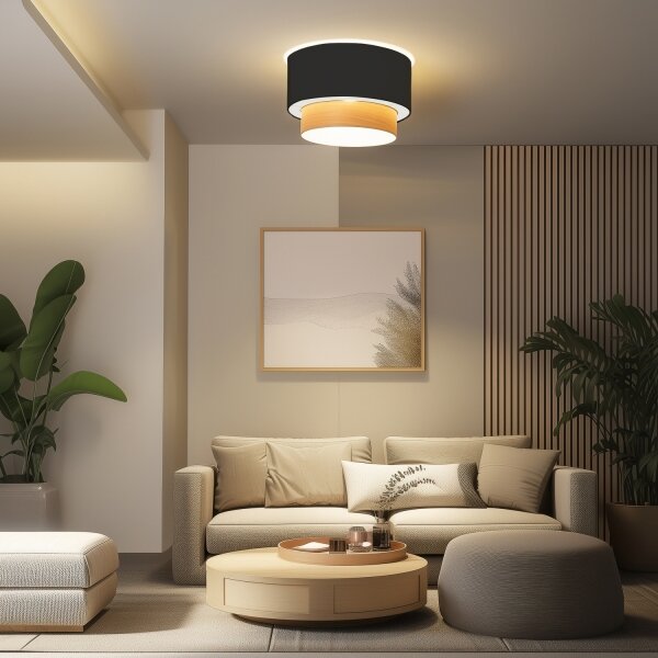 Brilagi - LED плафонен полилей CERIA 1xE27/40W/230V Ø 50 см, черен/бежов