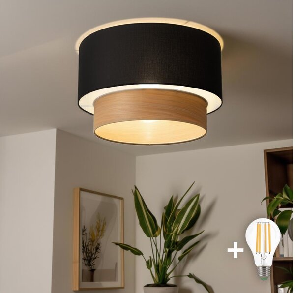 Brilagi - LED плафонен полилей CERIA 1xE27/40W/230V Ø 50 см, черен/бежов