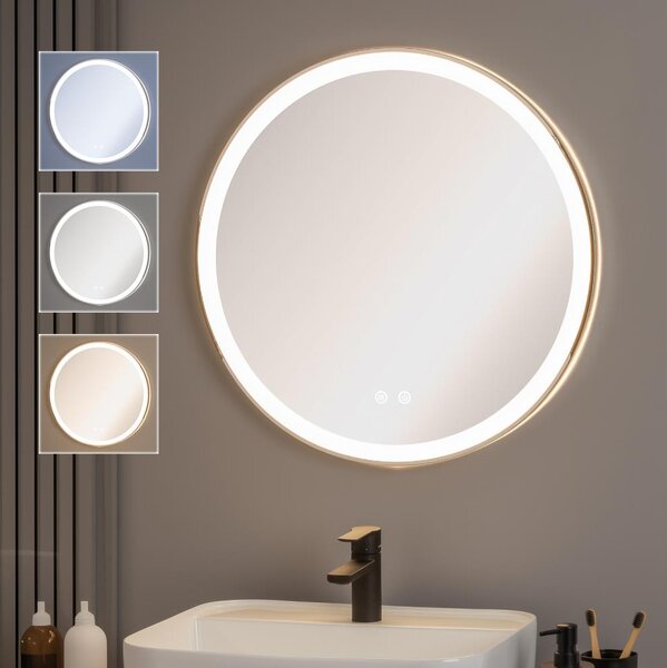 Brilagi-LED димируемо огледало с подгряване и подсветка ALU PRO LED 18W/230V Ø 60 см IP44, лъскав хром