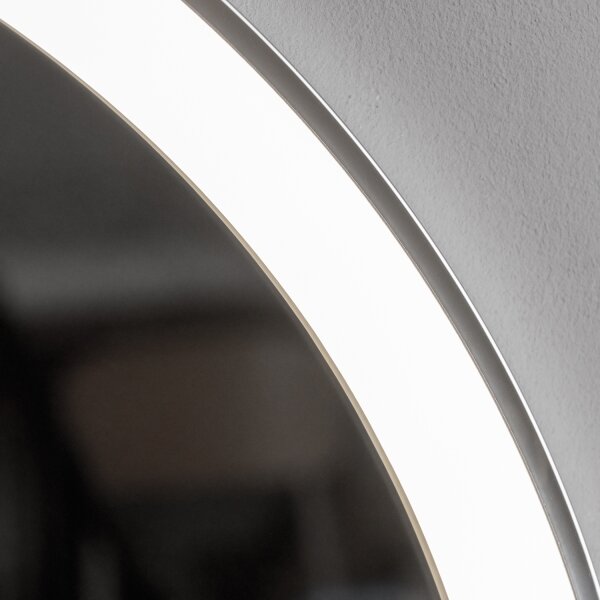 Brilagi-LED димируемо огледало с подгряване и подсветка ALU PRO LED 18W/230V Ø 60 см IP44, лъскав хром