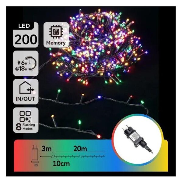 Aigostar - LED RGBY Външен коледен гирлянд 200xLED/3,6W/230V 20m IP44