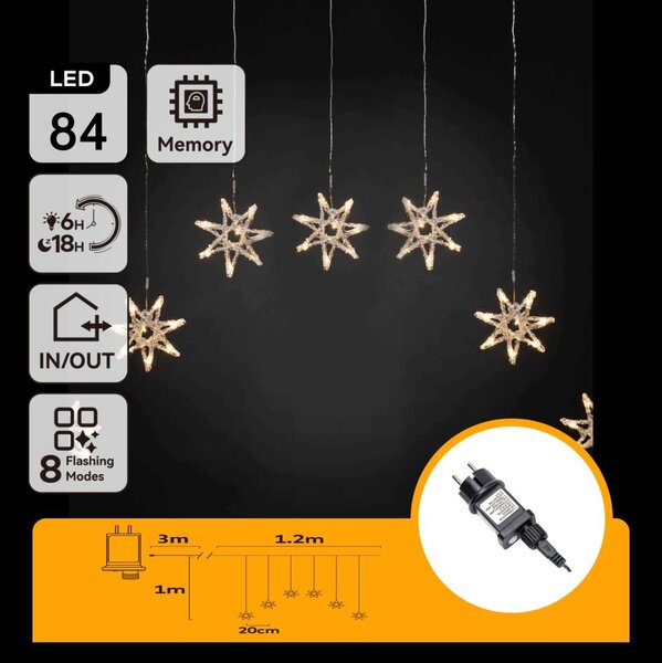 Aigostar - LED външна гирлянда 84xLED/230V 1,2x1m IP44 топла бяла снежинки