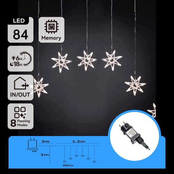 Aigostar - LED външен гирлянд 84xLED/230V 1,2x1m IP44 студено бяло (снежинки)