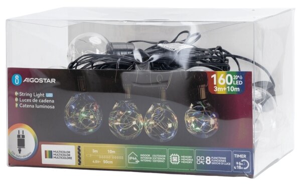 Aigostar - LED RGBY външна декоративна гирлянда 160xLED/3,6W/230V 10m IP44
